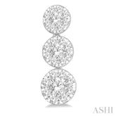1/2 Ctw Hanging Triple Mount Lovebright Round Cut Diamond Earring in 14K White Gold